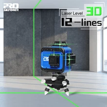 PROSTORMER – niveau Laser 3D 12 lignes à nivellement automatique, lignes transversales horizontales et verticales à 360 degrés, outils de Construction Laser vert