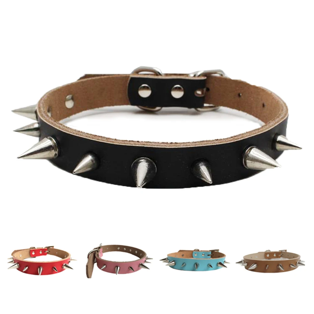 

Spiked Studded Small Large Dog Collar Rivet Accessory Hond Neck Strap For Puppy Necklace Leather PU Pitbull Bulldog Pet Supplies