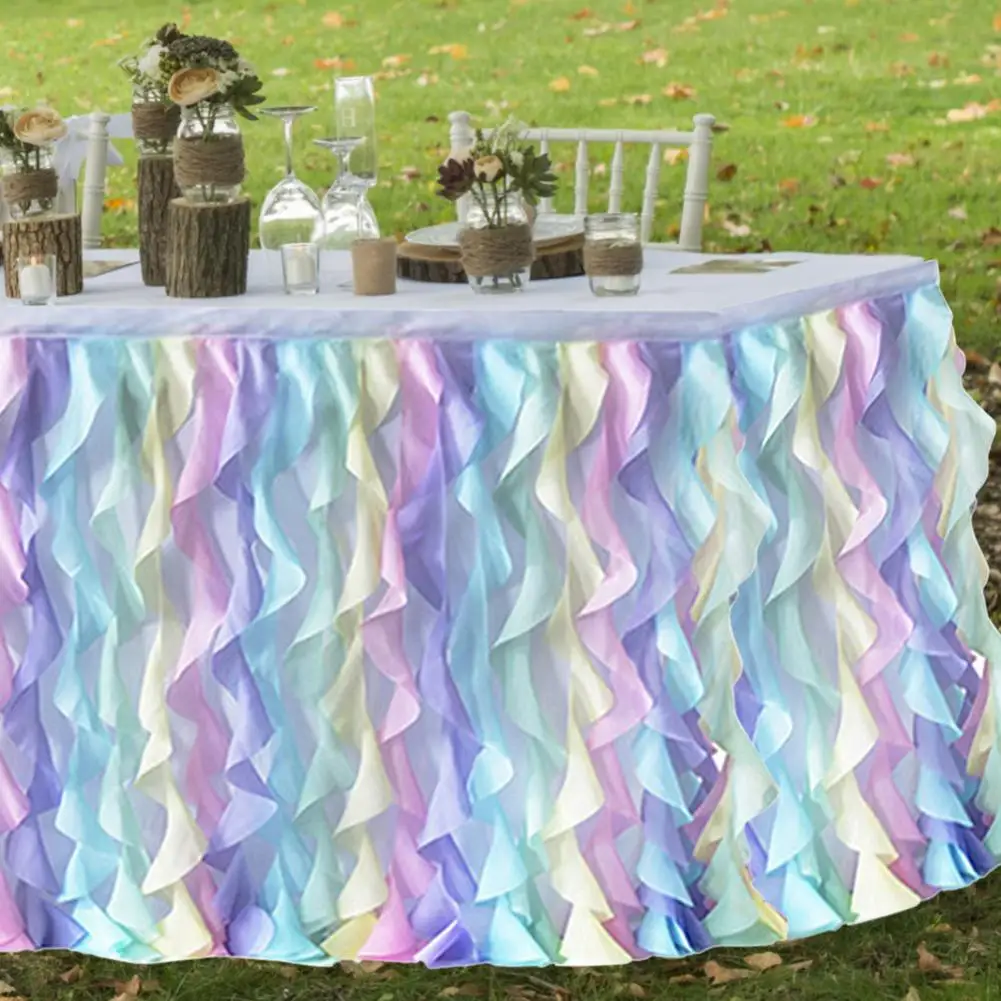 6FT Wedding Party Tutu Tulle Table Skirt Cover Tableware Cloth Baby Shower Party Home Decor Table Skirting Birthday