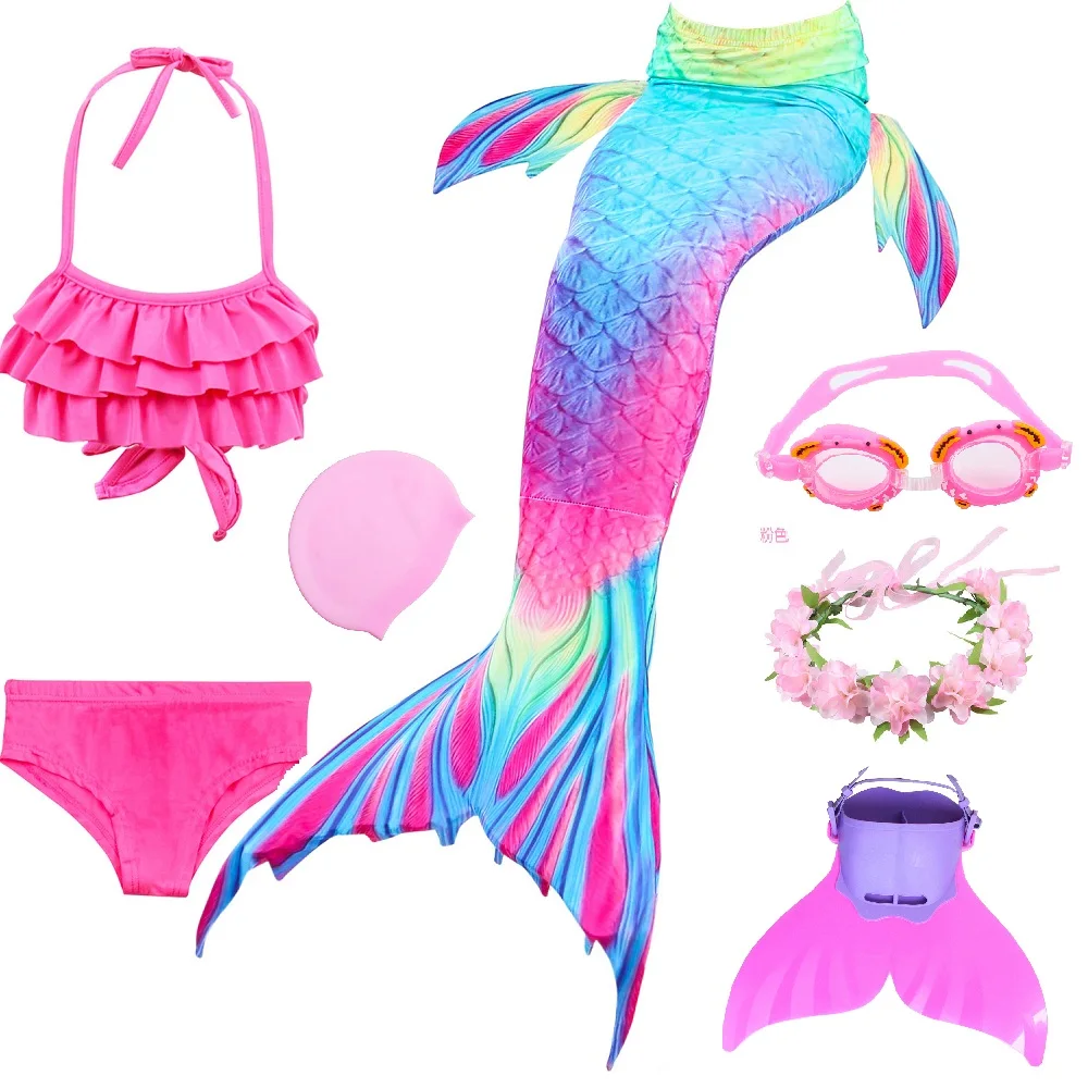 Hot Girls Mermaid Tail With Monofin For Swim Mermaid Swimsuit Mermaid Dress Swimsuit Bikini cosplay costume - Color: DH5248 set 1