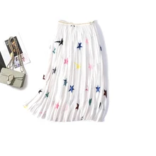 Новинка; Красивая плиссированная юбка со звездами и эластичной резинкой на талии; a9124