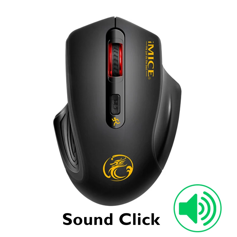 black sound IMice USB беспроводная мышь, бесшумная компьютерная мышь, оптическая эргономичная мышь, беспроводная USB PC Ma использование 2,4G, мыши для ноутбука, для ПК, офиса - Цвет: black sound