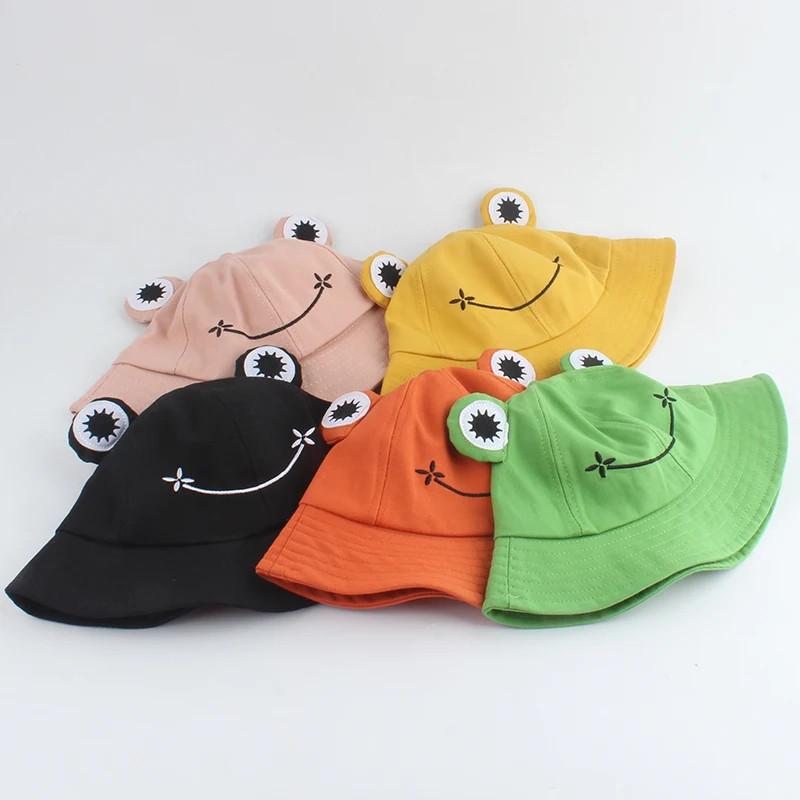 Frog Bucket Hat Panama Fishing Hat Cartoon Hats For Women Men Outdoor Sun Fisherman Caps