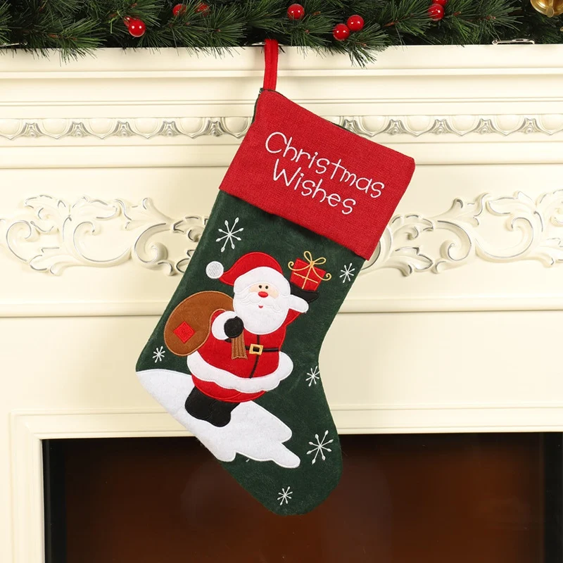 

Santa Elk Socks Xmas Lovely Gift Bag Christmas Large Stockings Gifts Cloth Fireplace Tree Christmas New Year xmas Decoration