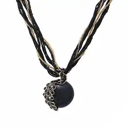 Богемский стиль женщин бисером павлин искусственный кулон ожерелье с восковой ниткой Новый