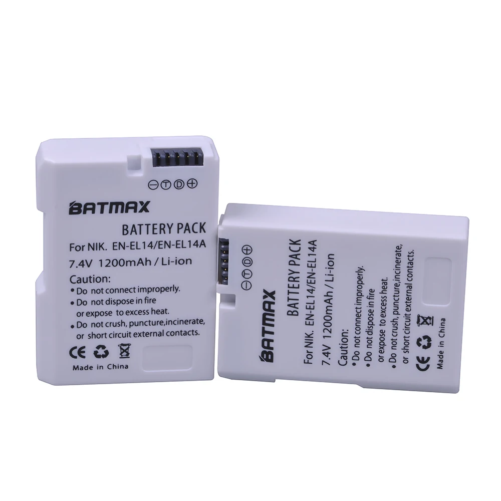 Batmax EN-EL14 Bateria EN-EL14A EL14 1200mAh Camera Battery for Nikon DF D3100 D3200 D3300 D3400 D5600 D5100 D5200 P7000 P7800 Camera Battery