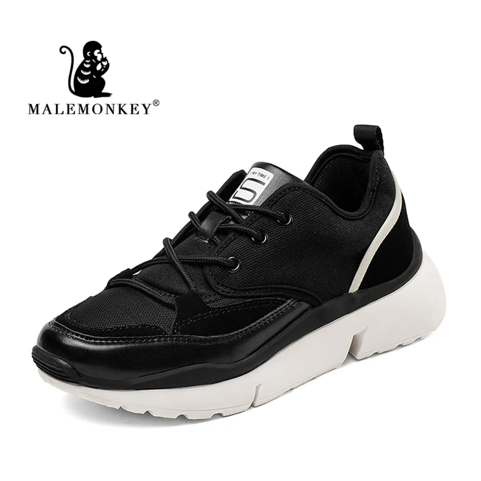 MALEMONKEY/Роскошные брендовые дизайнерские туфли; Новинка года; модная женская обувь; удобные мягкие резиновые женские кроссовки на плоской подошве; женская обувь на плоской подошве - Цвет: Черный