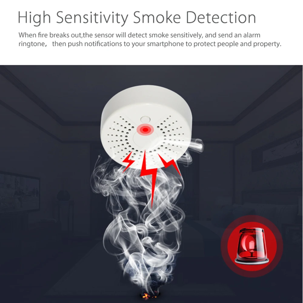 Wi-Fi датчик температуры пожарного дыма беспроводной детектор температуры дыма для автоматизации домашней системы SmartLife APP управление