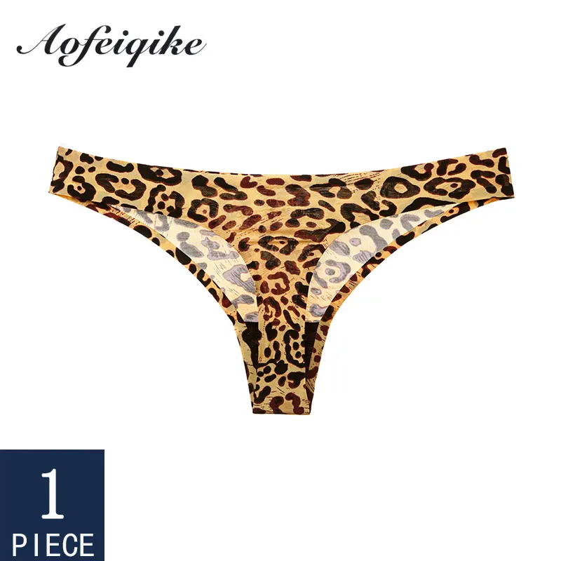 

Underwear Sexy Thongs Woman Panties Leopard Female T-back Soft G-string Seamless Thong For Woman Underwear 1 Pieces Aofeiqike