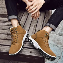 Мужская зимняя высокая обувь; ботинки из мягкой кожи; теплая кожаная обувь; хлопковые кроссовки для путешествий; FH99