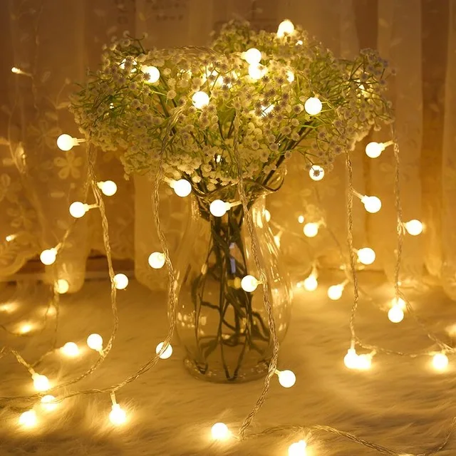 Сказочная гирлянда 50 м светодиодный шар гирлянды Рождественские лампочки сказочные декоративные световые гирлянды для праздника, свадебной вечеринки - Испускаемый цвет: Тёплый белый