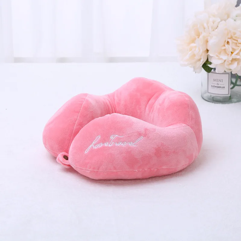 pink colour Оригинальная подушка для путешествий с u-образной подушкой, практичная подушка для автомобиля Siesta u-образной формы, домашняя Подарочная подушка с кристаллами из полипропилена и хлопка - Цвет: pink colour