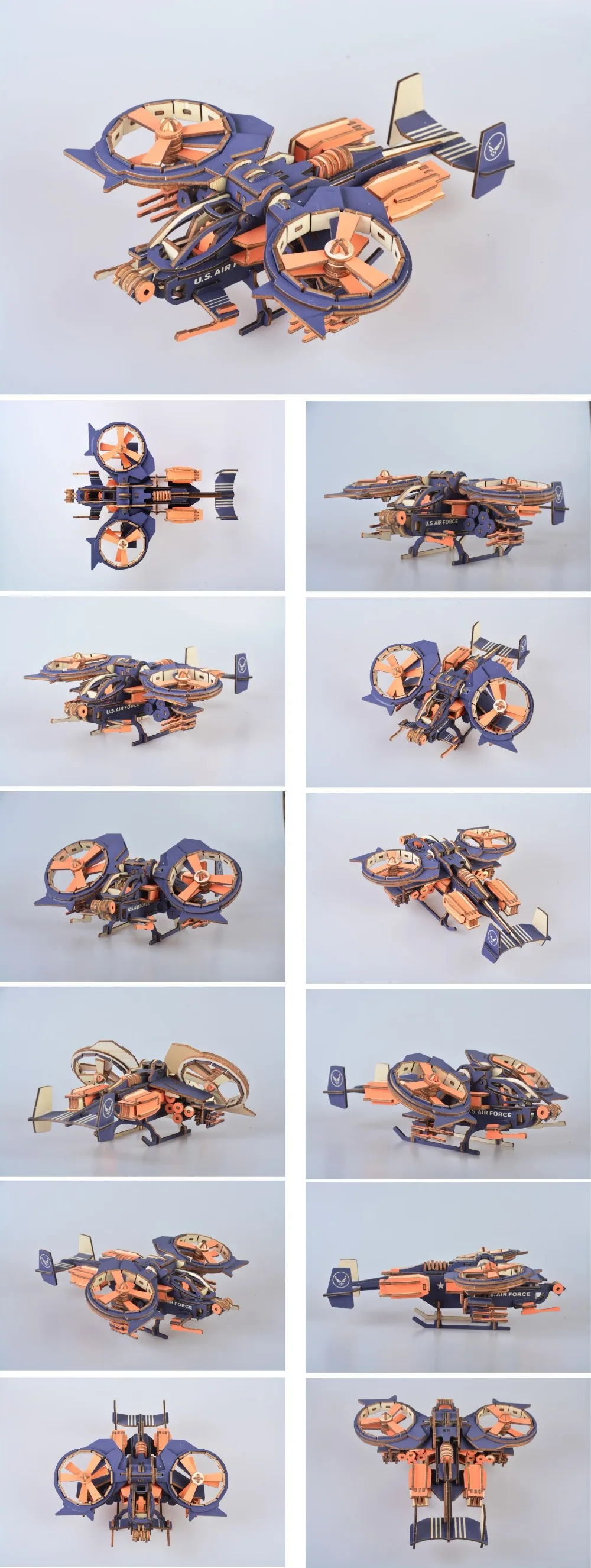 RAD Gunship DIY 3D деревянная головоломка по дереву сборочный Набор для резки деревянных игрушек для рождественского подарка 3118