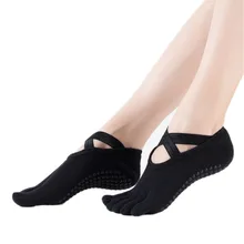 5 шт., новые спортивные носки, женские нескользящие носки из силикона и хлопка с открытой спиной и перекрестными ремешками, носки для йоги для женщин, дышащие носки, Famale#2L5