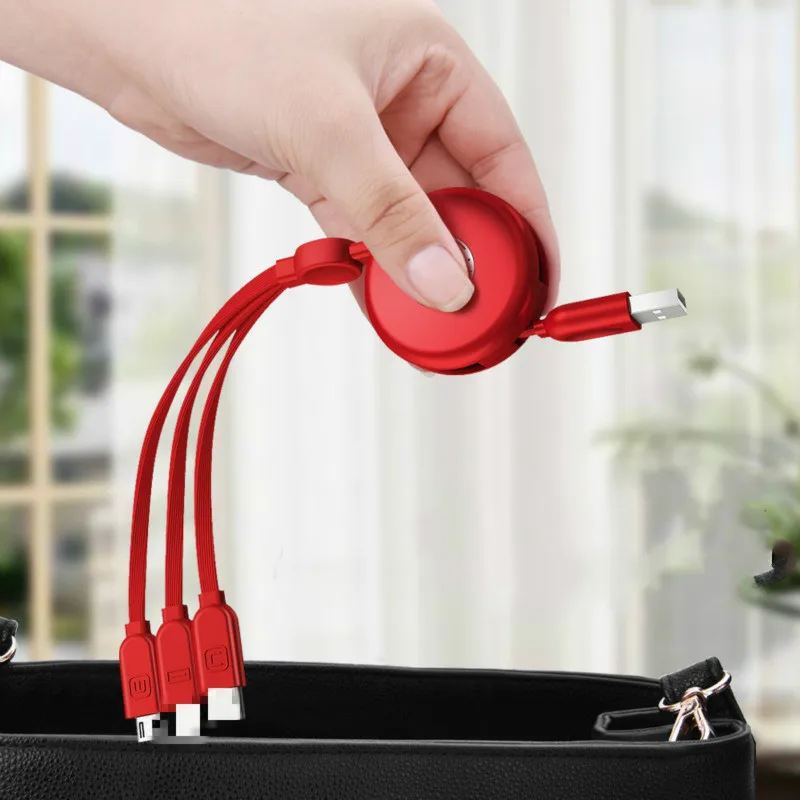 3 в 1 USB зарядный кабель для iPhone, Micro USB и USB C кабель выдвижной портативный зарядный кабель для Iphone X 8 samsung S9