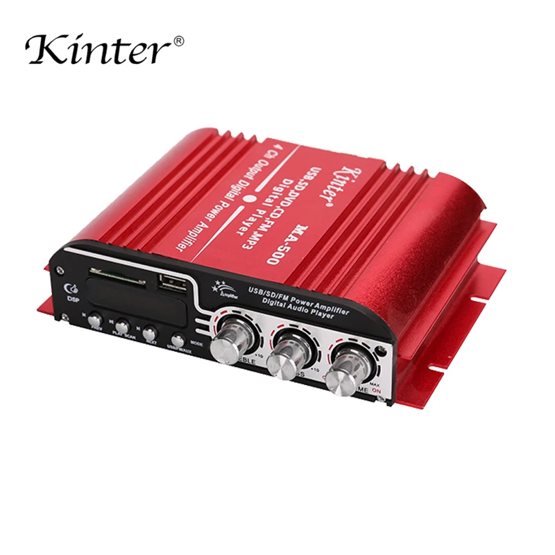 Kinter MA 500 Hi Fi усилитель 4CH 30 Вт DC12V класс AB 5A адаптер RAC кабель алюминиевый корпус USB SD