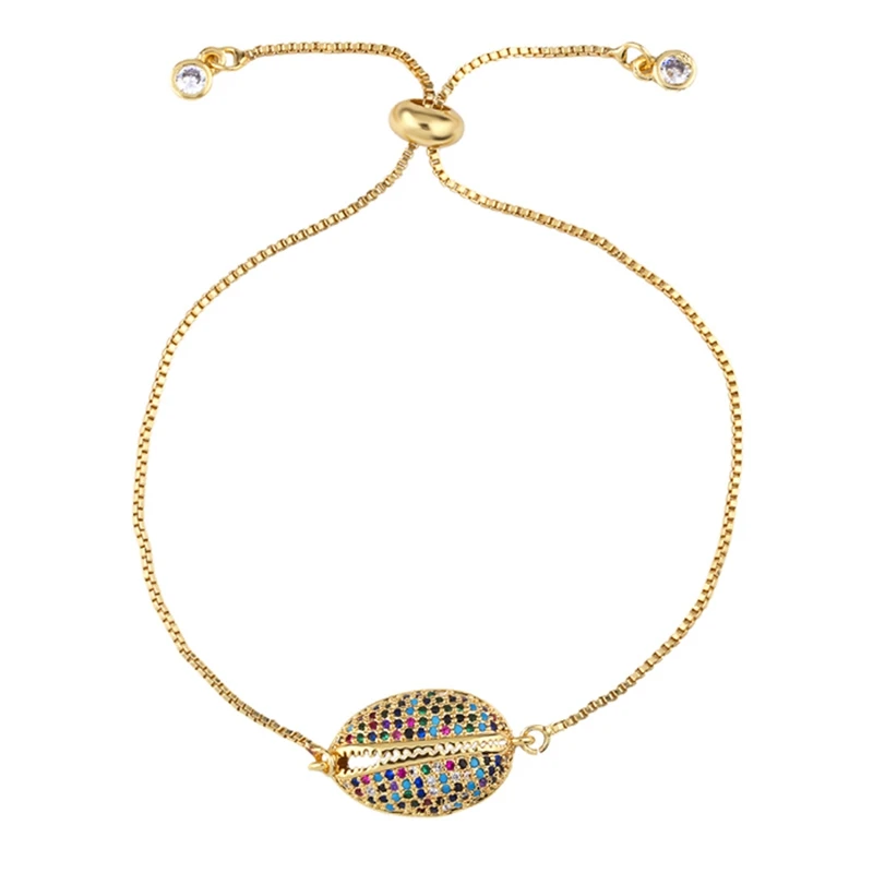 

New Rainbow Tennis Bracelet Set Colorful Zircon Chain Blue Evil Eye Shell Cross Fashion Gold Bracelets Jewelry for Women