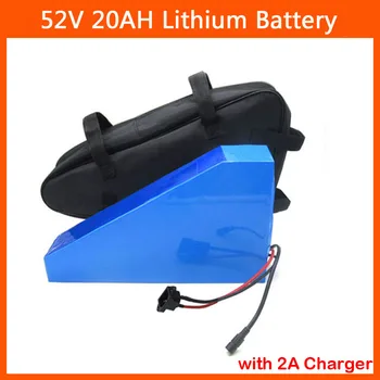 

14S 52 V Triangle Electric Bicycle battery 1000W 52V 20AH lithium 18650 battery pack with free bag 30A BMS 2A charger