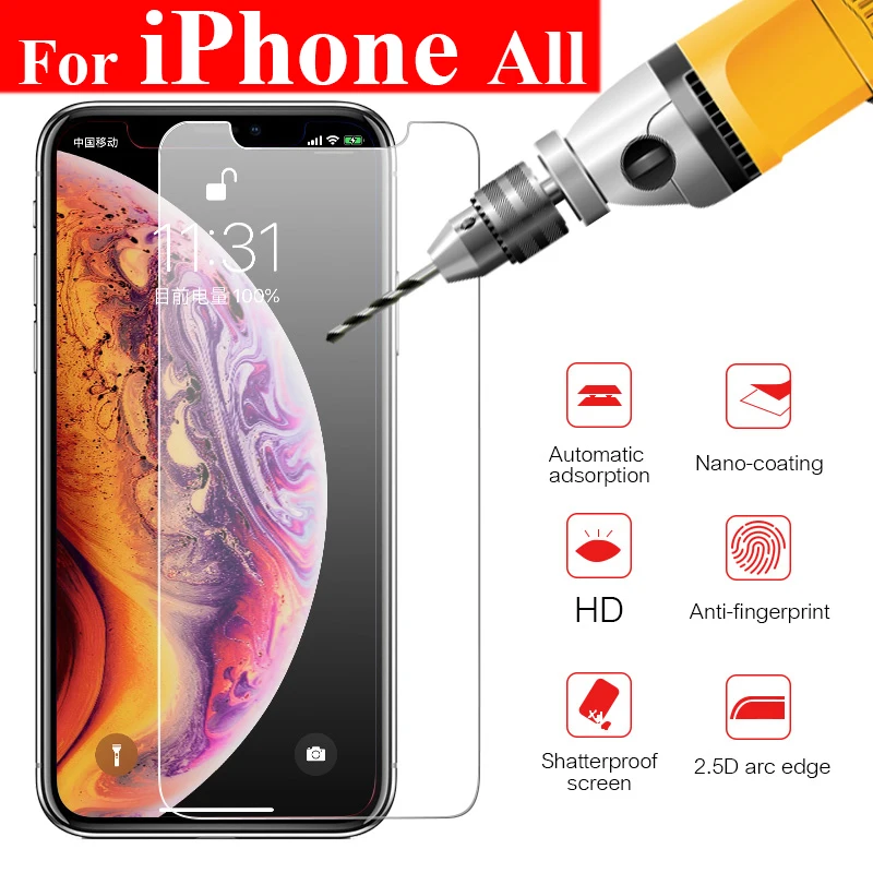 

Protective glass on the for iPhone xs tempered screen protector xr max 6 7 8 plus 9 x r s rx rs glas iphon ophon phone protect