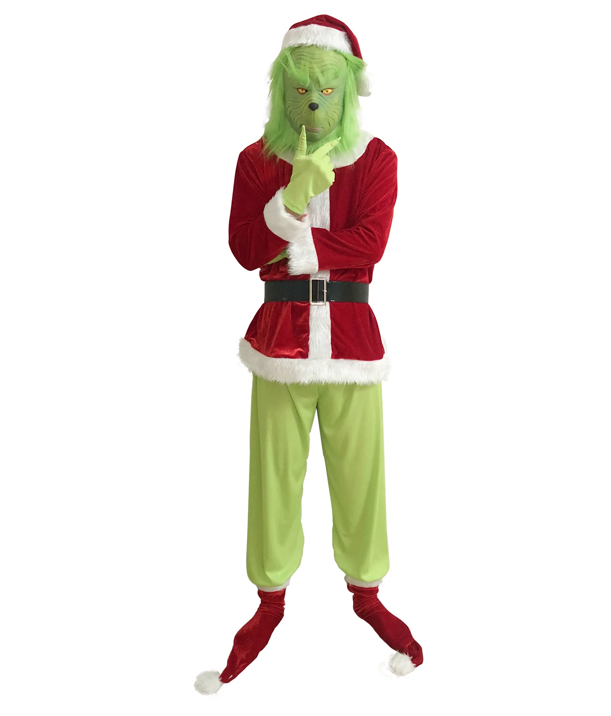 Adult Child Santa Grinch Cosplay Costume Greene How to Steal Christmas Suit Costume