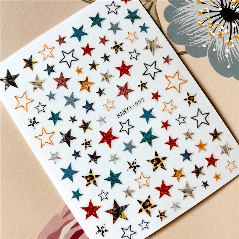 HANYI-009-171-174 Star Moon Pentagram 3D Back glue Nail decal Nail sticker Nail decoration Nail art Nail tool Nail ornament - Цвет: HANYI-009