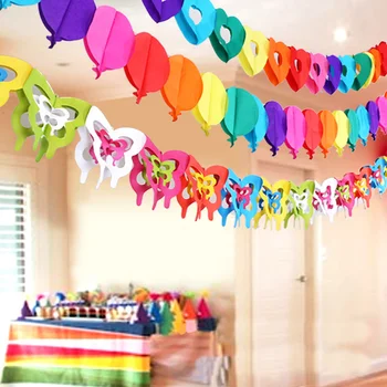 

Colorful Paper Garland Happy Birthday Party Decorations Banner Flag Wedding Hang Pennants Wedding Banner Decor Supplies Flags