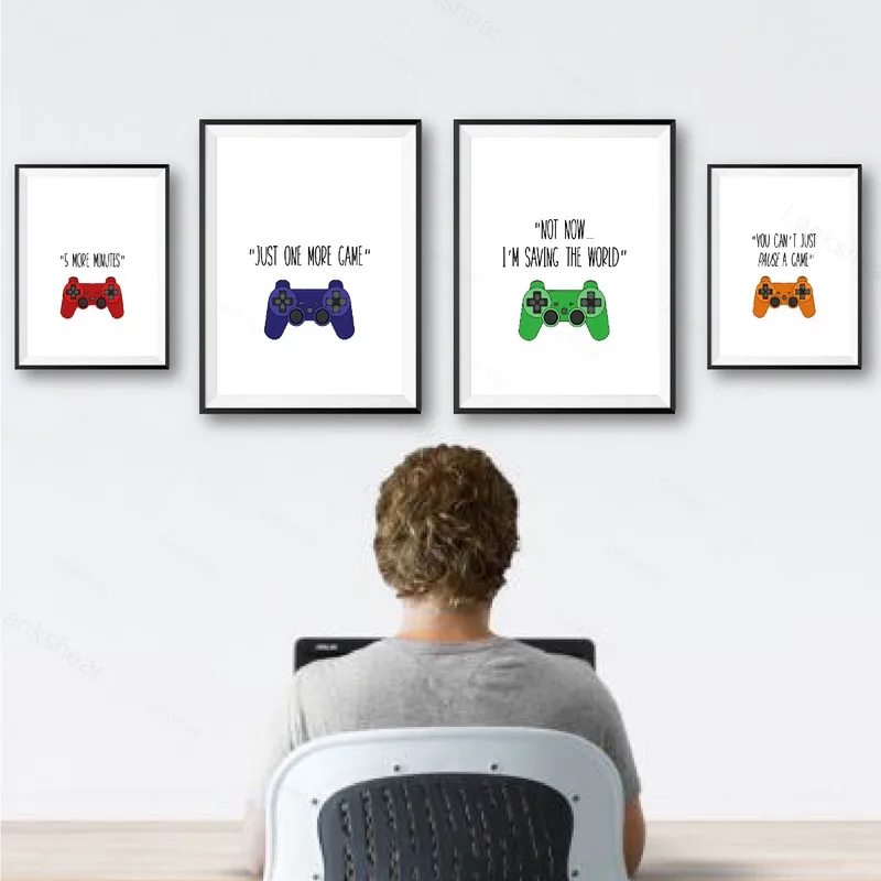 

Video Games Quote Canvas Posters Gamer Boy Girl Gift Gaming Sign Game Controller Art Painting Pictures Games Room Wall Decor