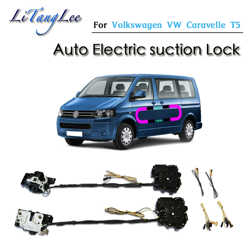 Per Volkswagen Caravelle T5 2015 ~ 2019 Car Soft Close Door Latch Pass Lock Attuatore Assorbimento Elettrico Aspirazione Silenzio Più Vicino