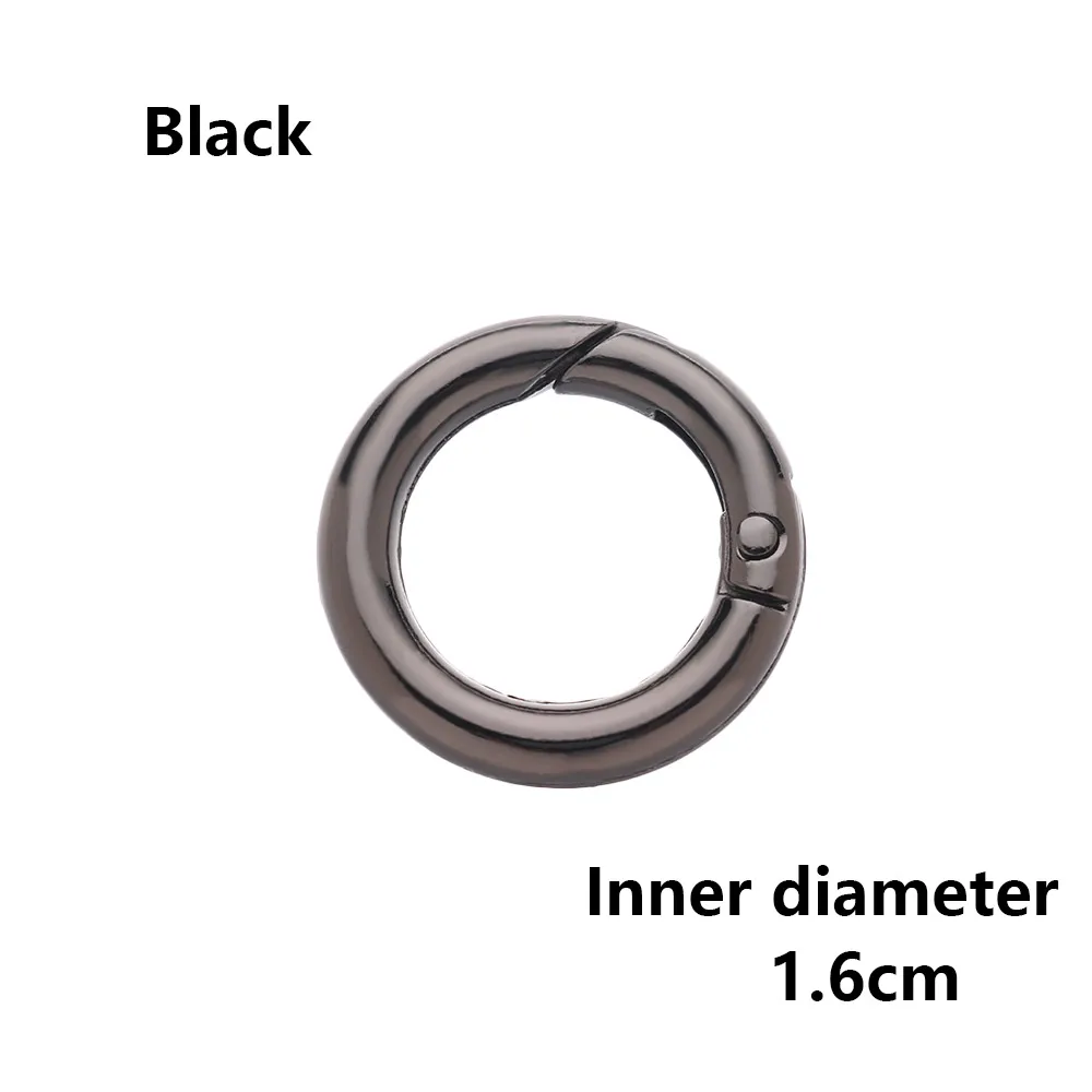black 1.6cm 2 шт., оцинкованный сплав, пружина для ворот, уплотнительное кольцо, пряжки-зажимы, карабин, кошельки, сумки, Круглый пусковой крючок, карабин - Цвет: black 1.6cm