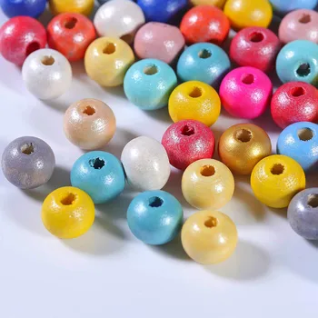 

Multicolor Spacer Wood Beads Round Ball Spacer Beading Natural Wood Beads For Jewelry Making DIY Bracelet Finding Wholesale