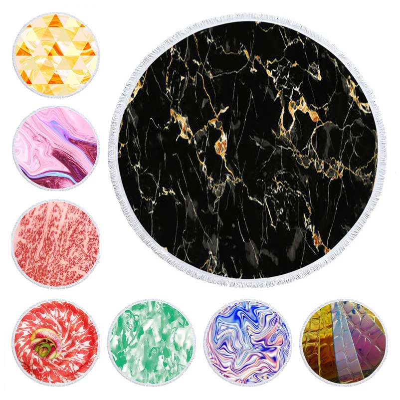 

Мраморное летнее круглое пляжное полотенце s, красочное банное полотенце с сыпучим песком, коврик для плавания, йоги, пикника