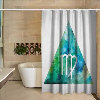 

Virgo Odorless Waterproof Shower Curtain Virgo Watercolor Abstract Triangle Background Ancient Culture Inspiration Large Home