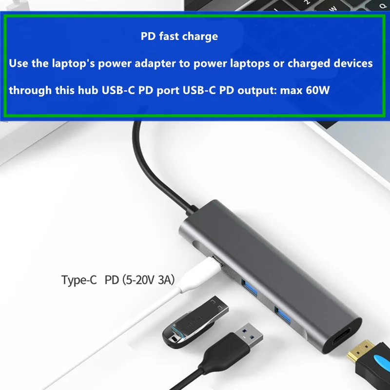 Type C PD Быстрая зарядка USB C концентратор для нескольких USB 3,0 HDMI док-станция адаптер для смартфонов Macbook Pro Аксессуары USB-C USB C концентратор