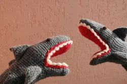 Christmas Gift Hand Crocheted Shark Gloves Mittens Knit Animal Glove Funky Knitting Pattern Whimsical Alligator Knitting Cuff