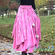Женская осенняя и зимняя розовая Вельветовая Асимметричная плиссированная юбка для танцев, дизайнерская Повседневная плиссированная юбка для женщин