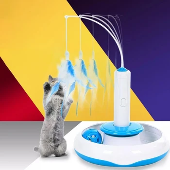 

Feather Entertainment Electric Cat Toys Interactive Rotating Funny Teaser Pet