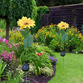 

Outdoor Solar Power LED Simulation Sunflower Lawn Light Excellent ABS Jumbo and Stainless Steel Courtyard Landscape Lamp