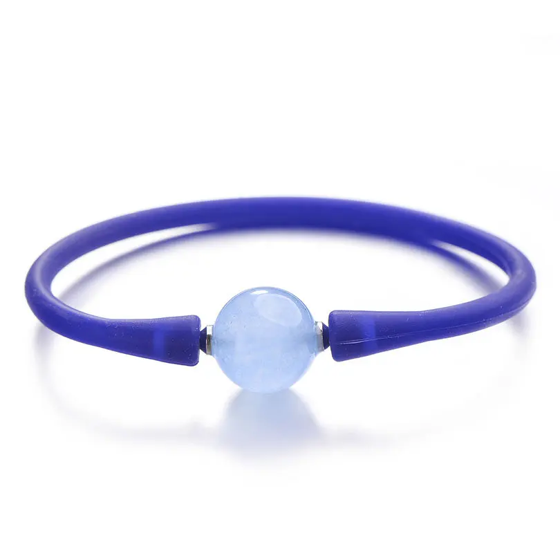 sapphire lt blue Pipitree Мода 14 мм натуральный камень ювелирные изделия, силиконовый браслет унисекс тигровый глаз Лава пара браслетов для женщин мужчин Pulsera mujer - Окраска металла: sapphire lt blue