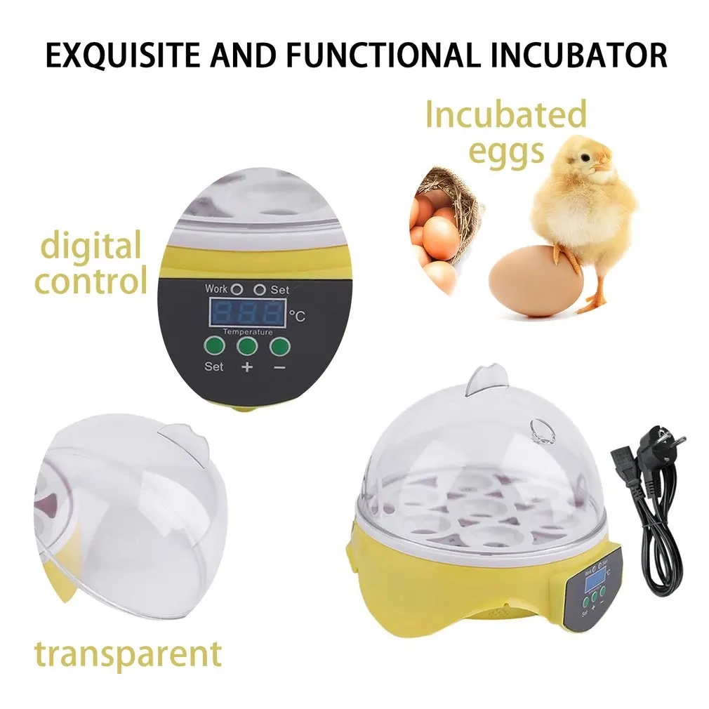 Туманный Mughal ЕС вилка 7 яиц цифровой инкубатор автоматический птицы уток куриных яиц инкубатор машина 110 в 30 Вт