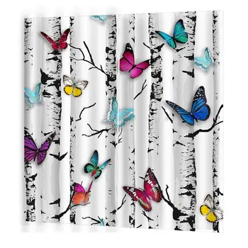 

Colorful Tree Butterfly Curtain Cute Living Bedroom 3d Wolf Curtain 140*100cm Trendy Living Room Bedroom Blackout