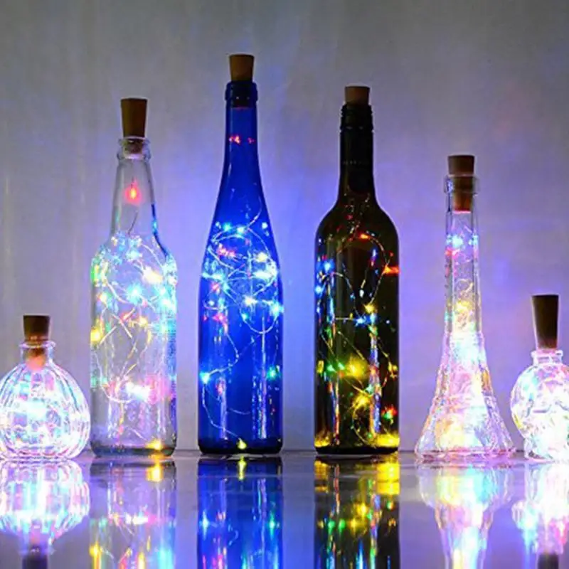 1 м/2 м 10/20 светодиодный s водонепроницаемые светильники в форме винных бутылок с пробкой светодиодный в форме пробки Серебряный медный провод красочные сказочные мини-гирлянды - Испускаемый цвет: RGB