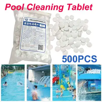 

500Pcs Pool Cleaning Effervescent Chlorine Tablets Cage Disinfectant Swimming Pool Clarifier Home Spray Cleaner Multifunction