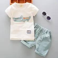 Летняя детская одежда новая одежда для малышей футболка с короткими рукавами+ короткие штаны, костюм из хлопка и конопли комплекты из двух предметов От 0 до 4 лет