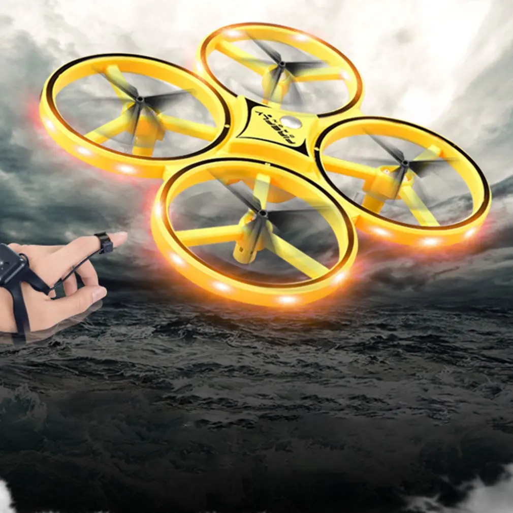 Watch Interactive Induction Drone Fixed Height Four-Axis Aircraft Gravity Sensing Remote Control Aircraft