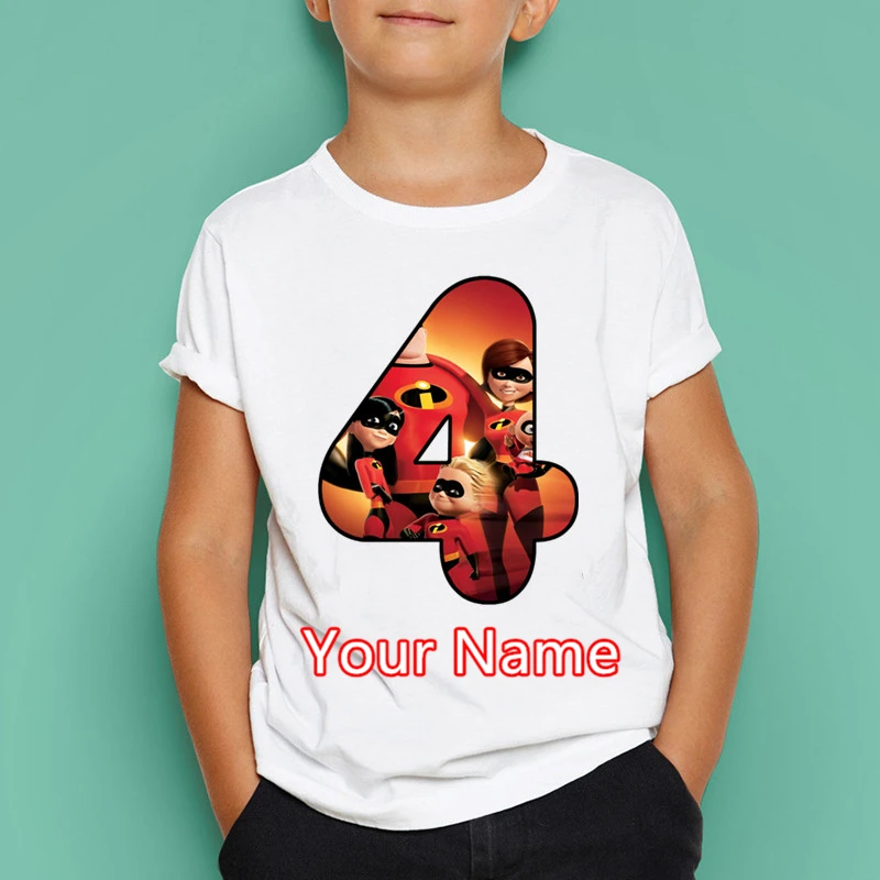 Футболка для мальчиков и девочек с суперсемейным номером на день рождения