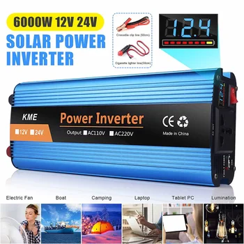 

Solar Inverte DC 12/24V to AC 220V 6000W Modified Sine Wave Inverter Voltage Transformer Converter LCD Display for Car Home