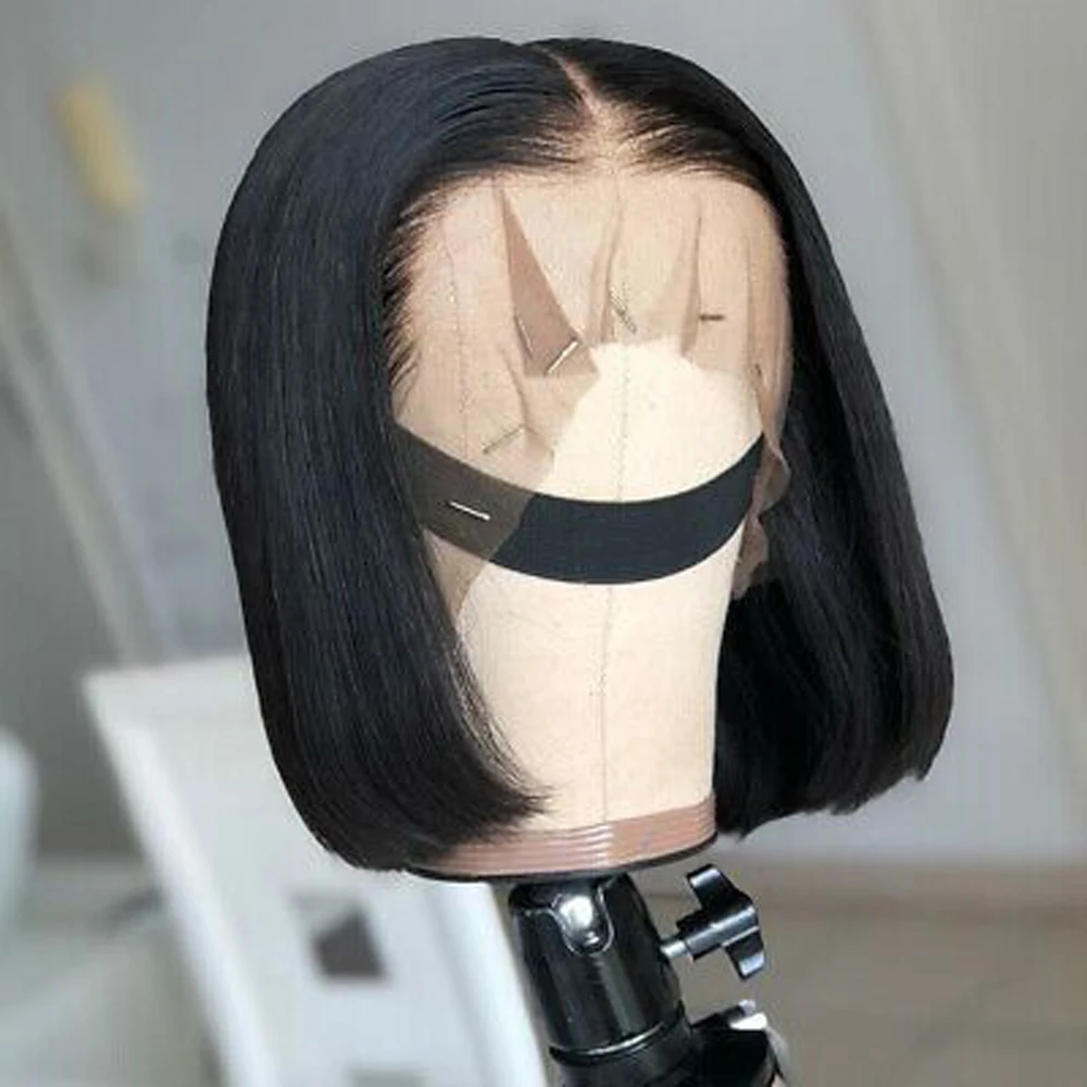 

Swiss Lace Front Wig Straight Short Bob Hair Wigs For Women Cosplay Wig Heat Resistant Synthetic Hair Middle Part With Baby Hair