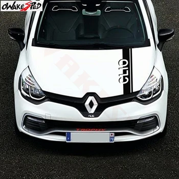

Car Styling Sport Stripes Stickers Cover Engine Bonnet Decor Stickers For Renault Clio Hood Accessories Vinyl Body Decals