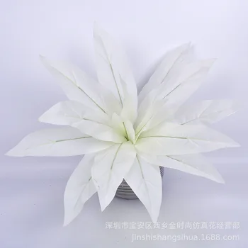 

15 Big Leaves Model Sleeping Beauty Wedding Model Plant White Leaves Artificial Flower Potted Plant Green Vegetation Wall with W