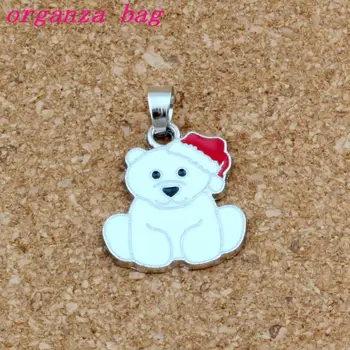 

White Enamel bear Alloy Dangle Charm Beads Fit Charm necklace DIY Accessories 21.2x30mm 50pcs/lots A-521a1